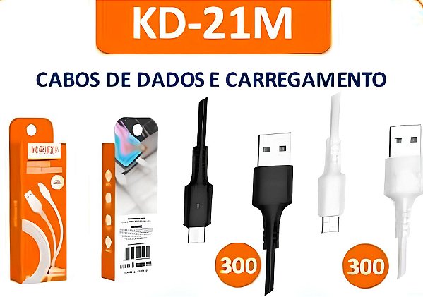 Cabo USB para Micro/V8 Kaidi KD-21M - 1 Metro