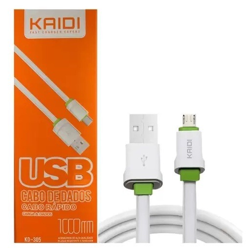 Cabo USB para Micro/V8 Kaidi KD-39M - 1 Metro