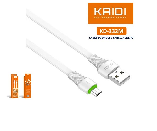 Cabo USB para Micro/V8 Kaidi KD-332M - 3 Metros