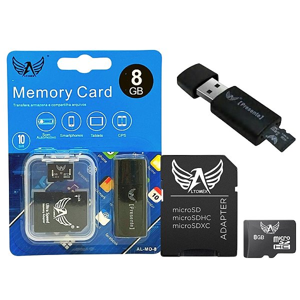 Cartão de Memória altomex 8gb Adaptador SD + Leitor USB al-mo-8