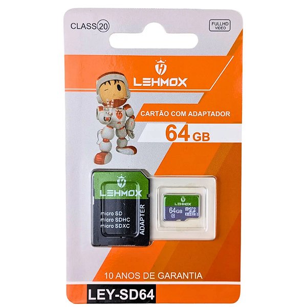 Cartão de Memória Lehmox LEY-SD64 – 64GB, Armazenamento Rápido e Confiável