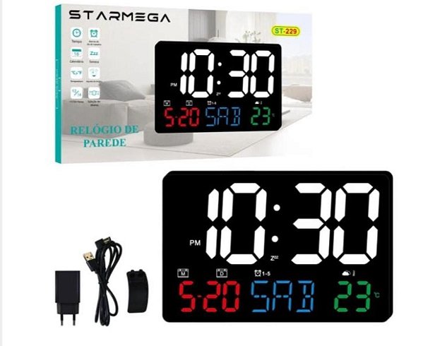 Relógio de Parede Digital Starmega ST-228 – Funções Avançadas e Design Moderno