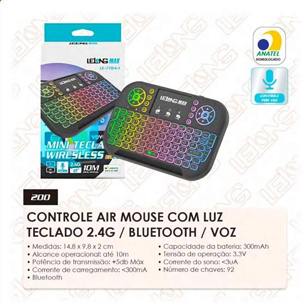 Mini Teclado Wireless Lelong LE-7704-1 – Para Smart TV, TV Box e PC
