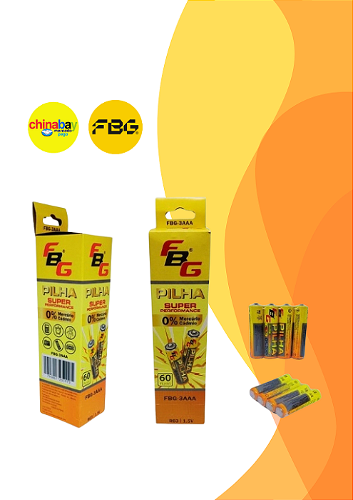 Pilha Palito FBG-3AAA – Super Performance com 60 Unidades!