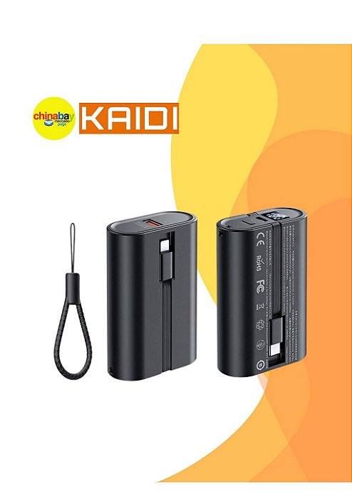 Carregador Portátil Power Bank Kaidi KD-01P 10.000mAh - Carga Rápida - Cor Sortida