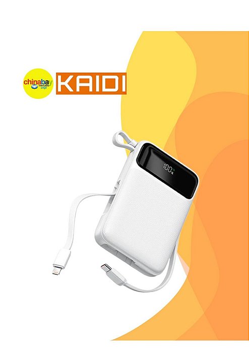 Carregador Portátil Power Bank Kaidi KNC-922 20.000mAh – Alta Capacidade - Cor Sortida