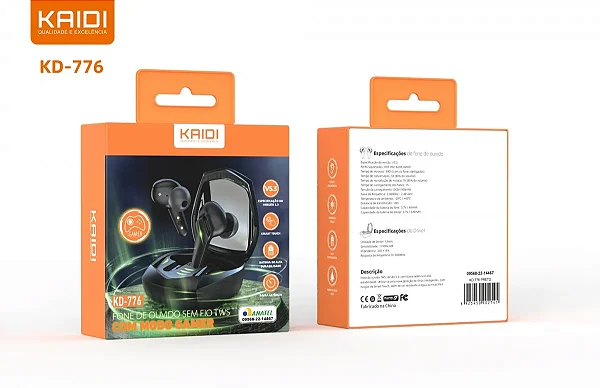 Fone Bluetooth Sem Fio Gamer Kaidi KD-776 — Som Imersivo e Design Profissional