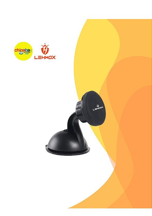 Suporte Veicular Magnético Lehmox LEY-1653 – Fixação por Ventosa, Rotação 360°, Forte e Estável