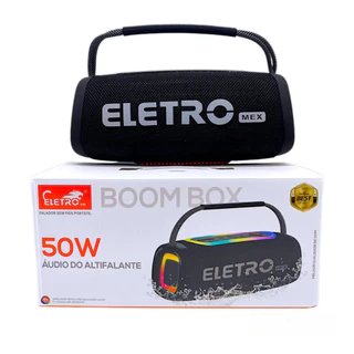 Caixa de som bluetooth boombox eletromex 50w Rgb- Sortida