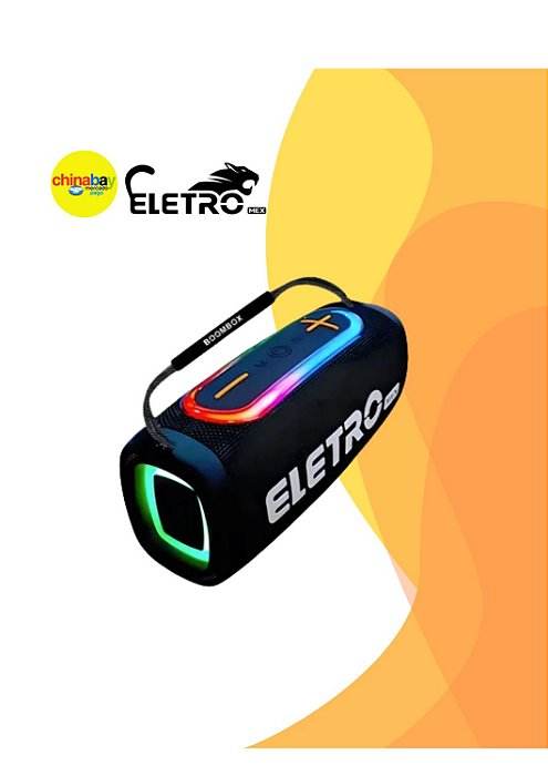 Caixa de som bluetooth boombox eletromex 50w Rgb- Sortida