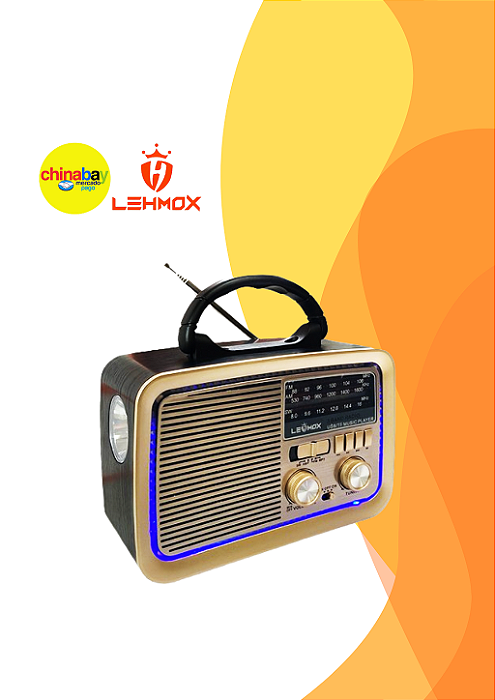 Rádio Retro Lehmox LES-3188 – FM/AM/SW | USB/TF |Lanterna LED-Sortidas