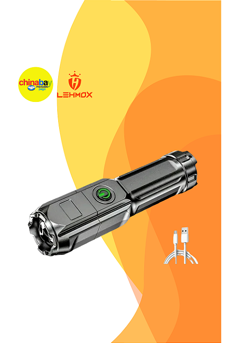 Lanterna de LED Recarregável Lehmox LEY-2275 – Compacta, Potente e Prática