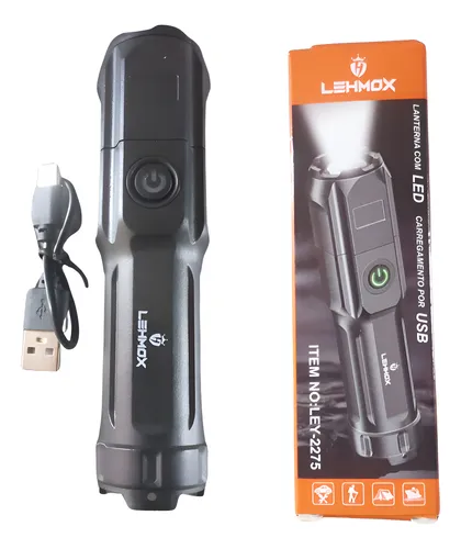 Lanterna de LED Recarregável Lehmox LEY-2275 – Compacta, Potente e Prática