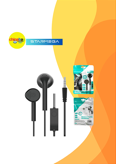 Fone de Ouvido Estéreo com Microfone ST1020 Starmega – Preto ou Branco