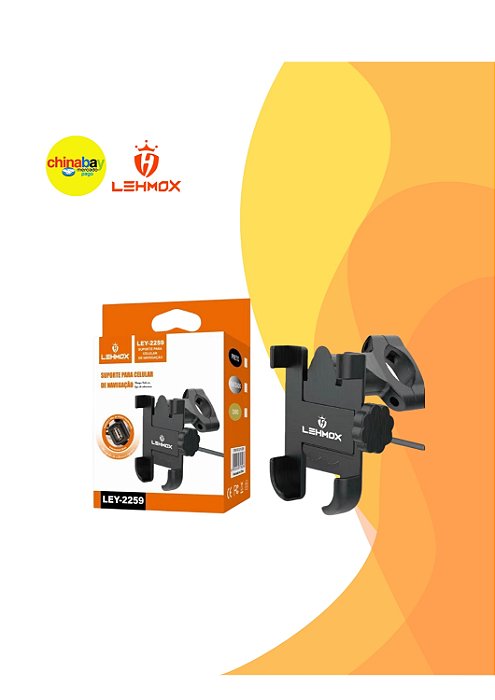 Suporte De Celular Para Moto Com Carregador Usb Preto