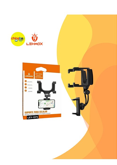 Suporte Veicular Celular Retrovisor Universal Lehmox Preto