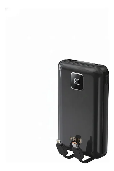 Carregador Portátil Power Bank 10000mah Kaidi Tela Visor Led Preto cores sortida