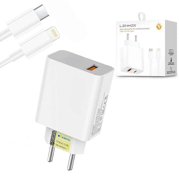 Carregador lehmox le-405 33w com Cabo de Iphone