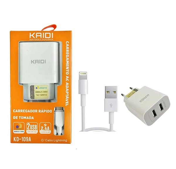 Carregador para Iphone lightning Turbo kd-109a