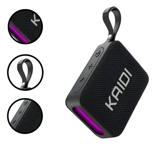 Caixa De Som Bluetooth Portátil Kaidi Knc-826 Preto Led Rgb Preto 127/220v Cor:Preto