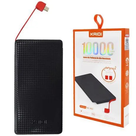Carregador Portátil Power Bank 10000mAh Kaidi KD-951 Cor Sortida