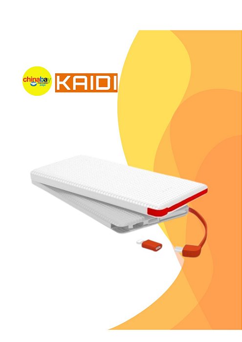 Carregador Portátil Power Bank 10000mAh Kaidi KD-951 Cor Sortida