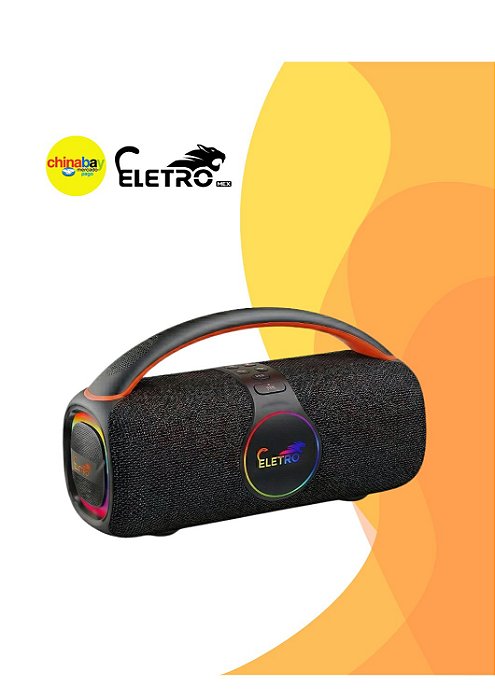 Caixa de Som Bluetooth 200W RGB Resistente à Água Eletromex EL-1160