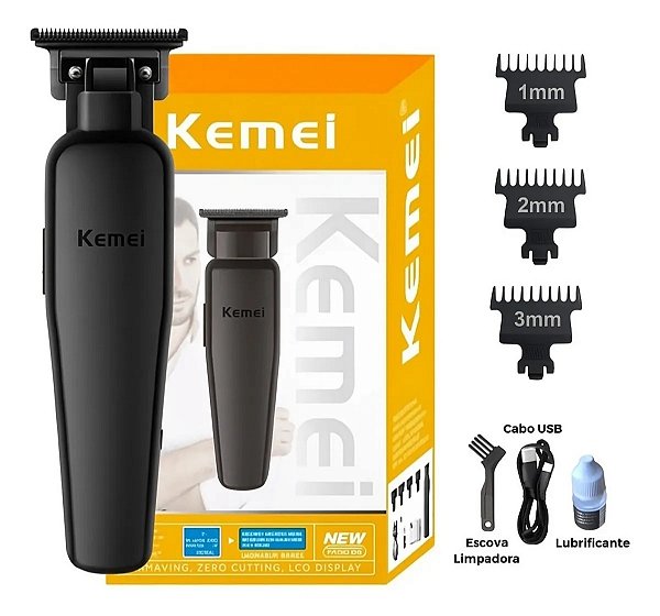 Máquina De Acabamento Corta Cabelo Profissional Kemei 2299
