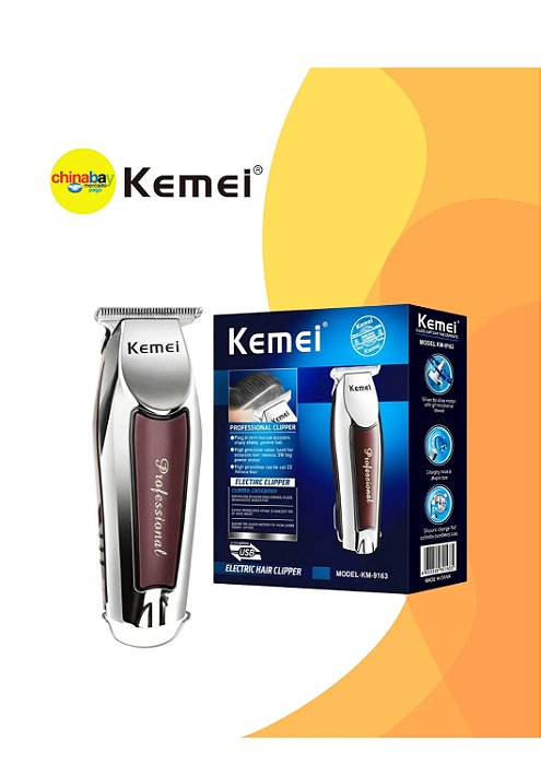 Máquina Profissional Cortar Cabelo E Barba Acabamento Sem Fio Prateado Com Marrom Bivolt 110/220