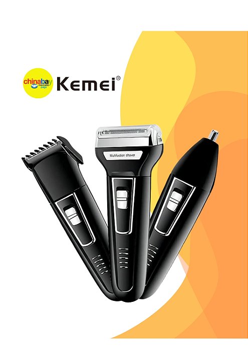 Barbeador E Cortador De Cabelo 3 Em 1 Kemei Km-6558