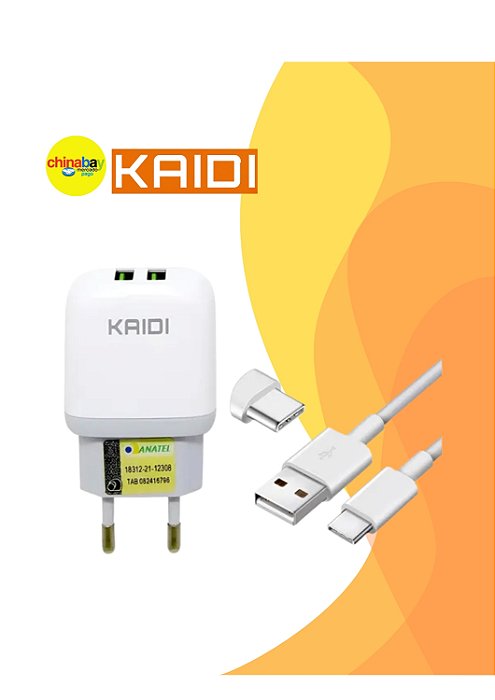 Carregador Turbo Rápido USB + Tipo-C 2 Entradas com Cabo – Carregamento Rápido Universal para Celular Android e iPhone