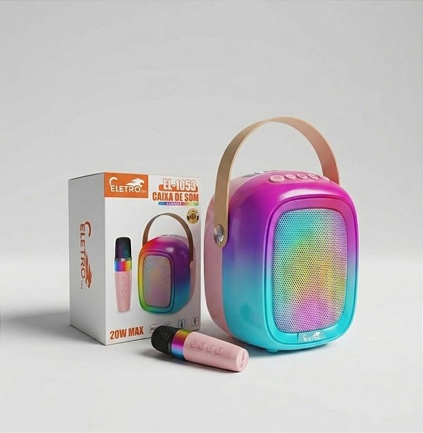 Caixa de Som Karaokê Bluetooth Eletro EL-1053 20W RGB com Microfone