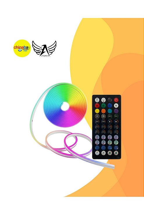 Fita LED RGB 5 Metros AL-5051 com Controle, App Bluetooth e Fonte 24V IP67