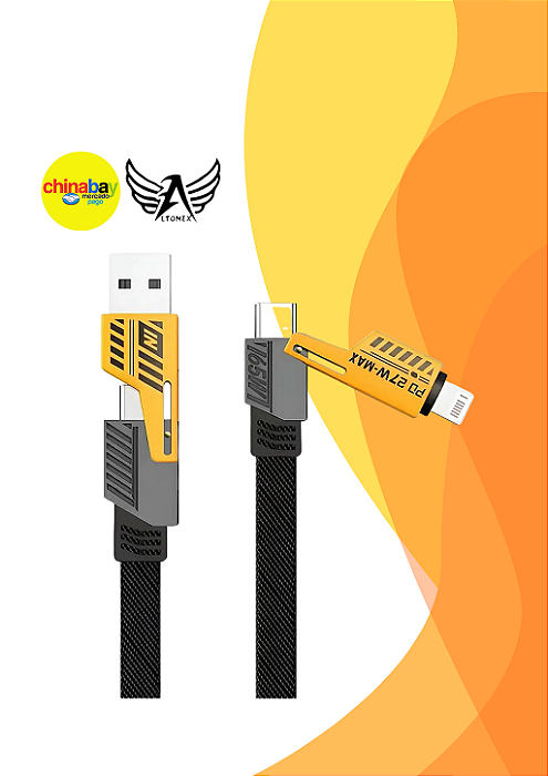 Cabo USB Tipo-C para Lightning Altomex 27W/65W 5A 1 Metro Carregamento Rápido