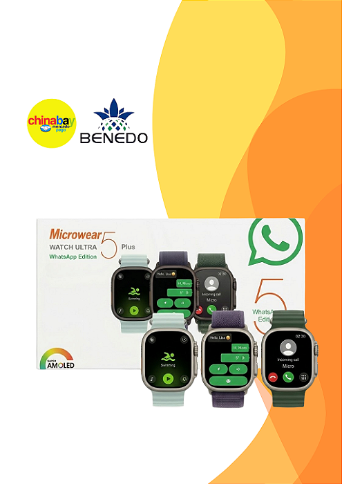 Smartwatch U5 Plus 49mm Relogio Ultra 5 Tela AMOLED Chat GPT AI Responde WhatsApp GPS Fone Bluetooth