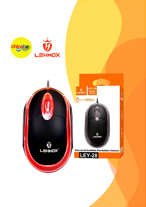 Mouse Óptico com fio Usb Básico Lehmox - LEY-28
