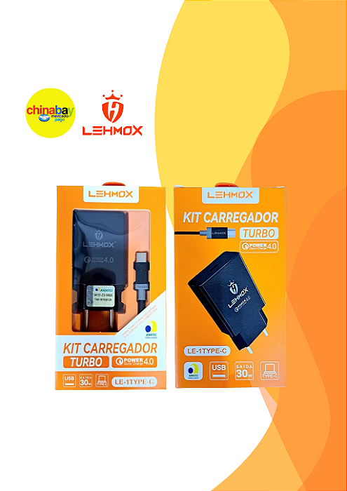 Lehmox Kit Carregador Turbo QC 4.0 30W / Tipo-c
