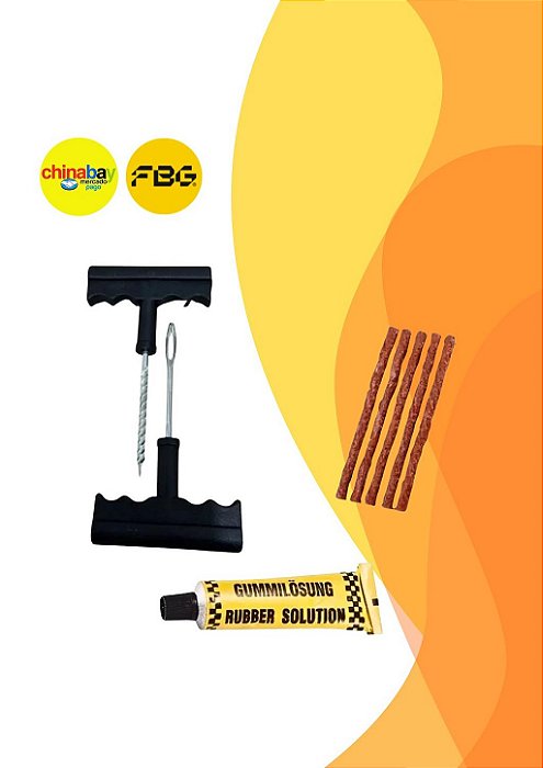 Kit Reparo De Pneu Macarrão 8 Em 1 FBG-3001 Carro Moto Remendo Furado
