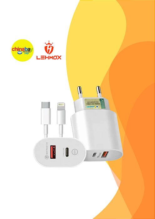 Carregador Rápido LE-156A+C Tomada Turbo USB + Tipo C Duplo