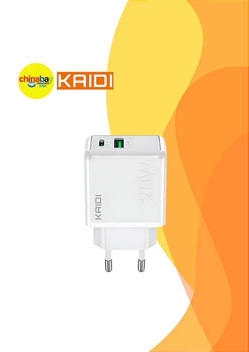 Fonte Carregador Turbo Kaidi 2 Entradas Usb Tipo-c Potência 20W Kd-670