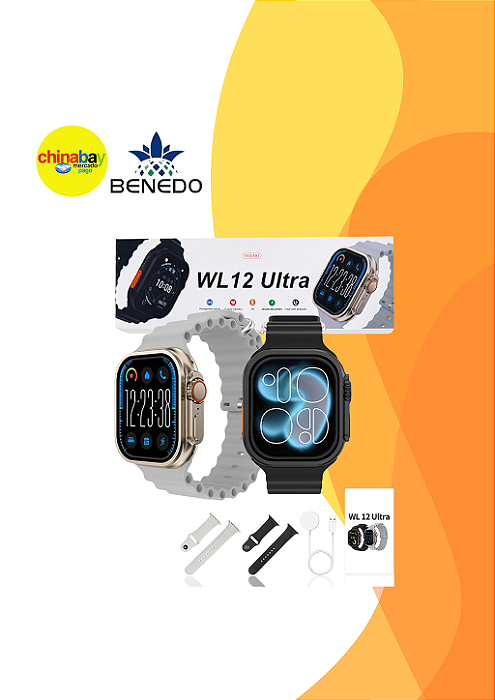 Smartwatch Benedo WL12 Ultra Bluetooth Chamadas Tela HD Esportivo Resistente