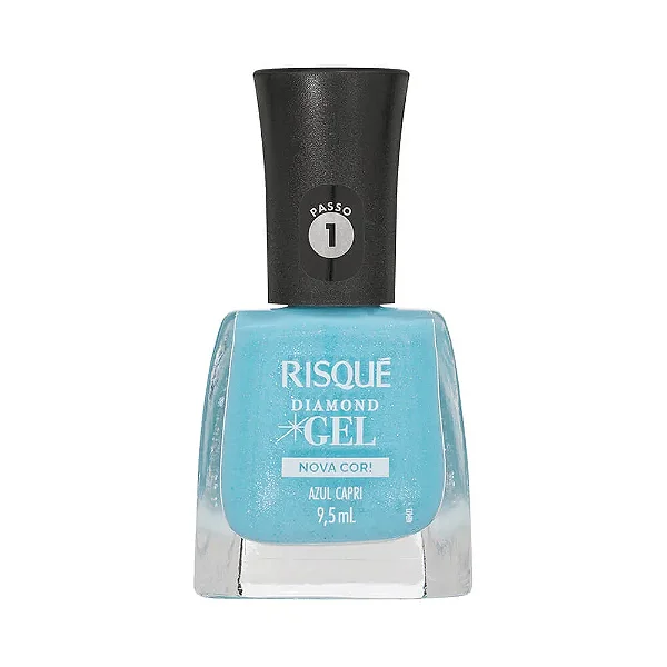 Esmalte Risqué Diamond Gel Azul Capri, 9,5ml – Brilho Intenso e Longa Duração