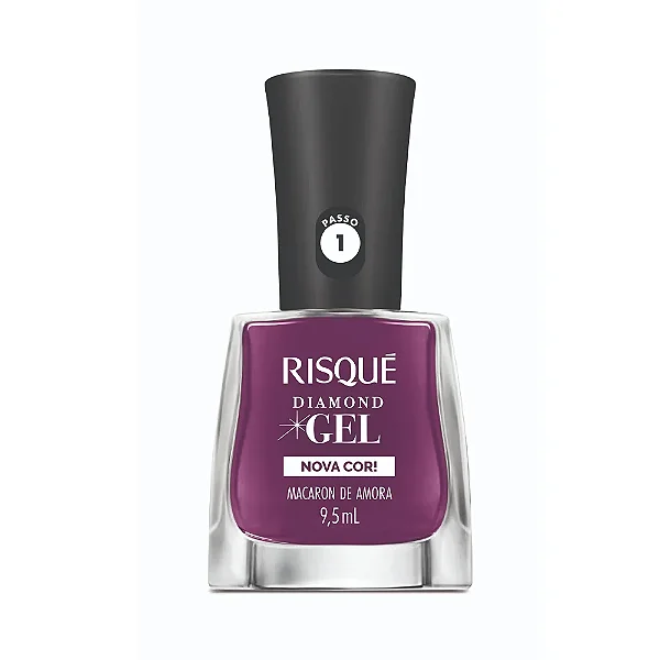 Esmalte Risqué Diamond Gel Macaron de Amora, 9,5ml – Longa Duração e Brilho Intenso