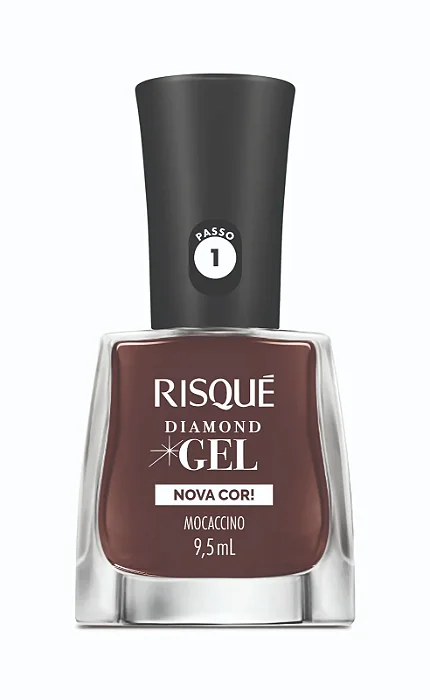 Esmalte Risqué Diamond Gel Mocaccino, 9,5ml – Brilho Intenso e Longa Duração
