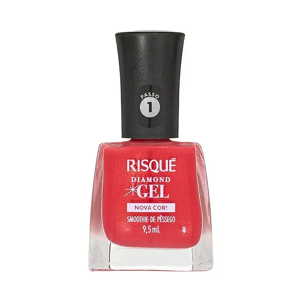 Esmalte Risqué Diamond Gel Smoothie de Pêssego, 9,5ml – Brilho Intenso e Longa Duração