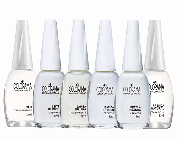 Kit clássicos com 6 esmaltes Colorama Tons de Branco