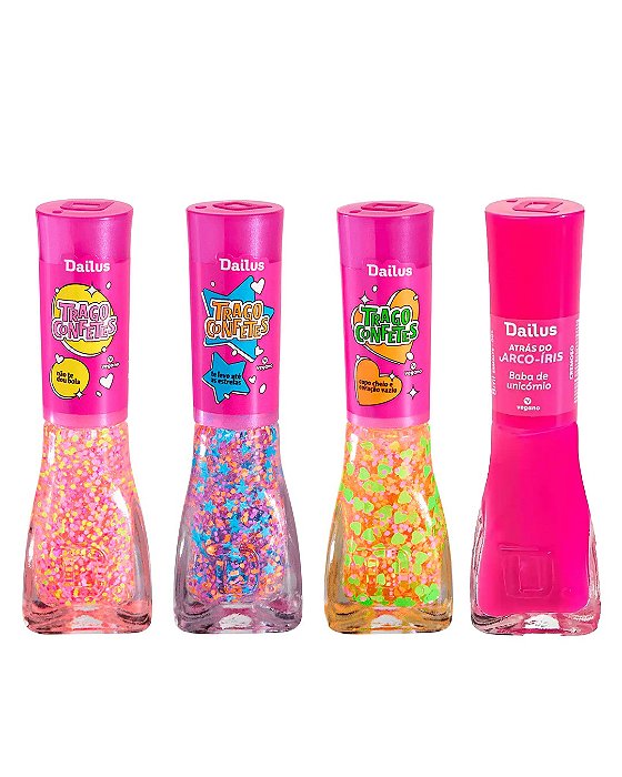 Box Trago Confetes com 04 esmaltes Dailus