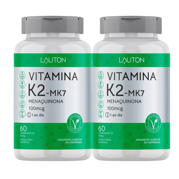 Combo 2 Vitamina K2 Mk7 - Menaquinona 100mcg 60 Caps Lauton Sabor Sin Sabor