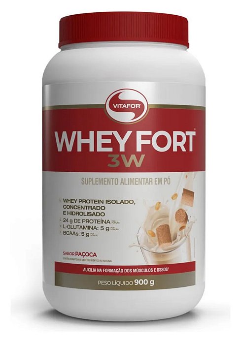 Vitafor Whey Fort 3W Vitafor 900g Whey protein sabor paçoca x 900g