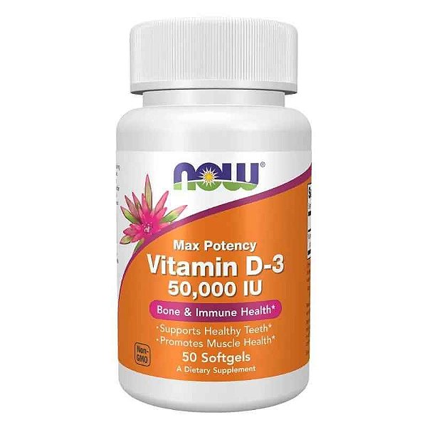 Vitamina D3 50.000 Ui Now Foods 50caps Softgels Sabor Sem sabor